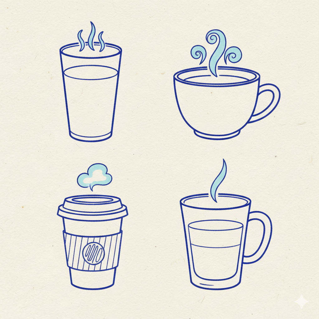Set of latte cup doodles
